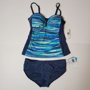 Free Country striped blue mixmatch tankini size X